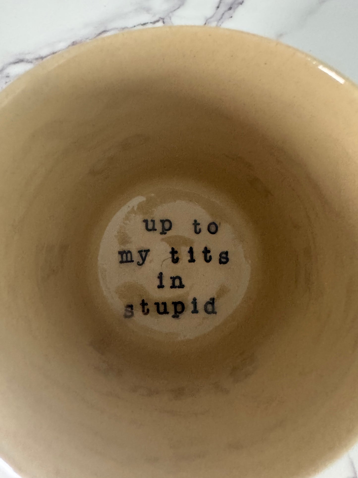 Up to My Tits in Stupid Handmade Ceramic Mug