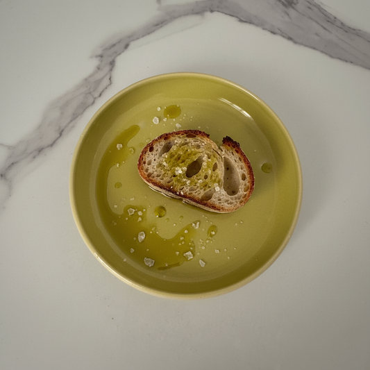 Olive plate overhead flat lay