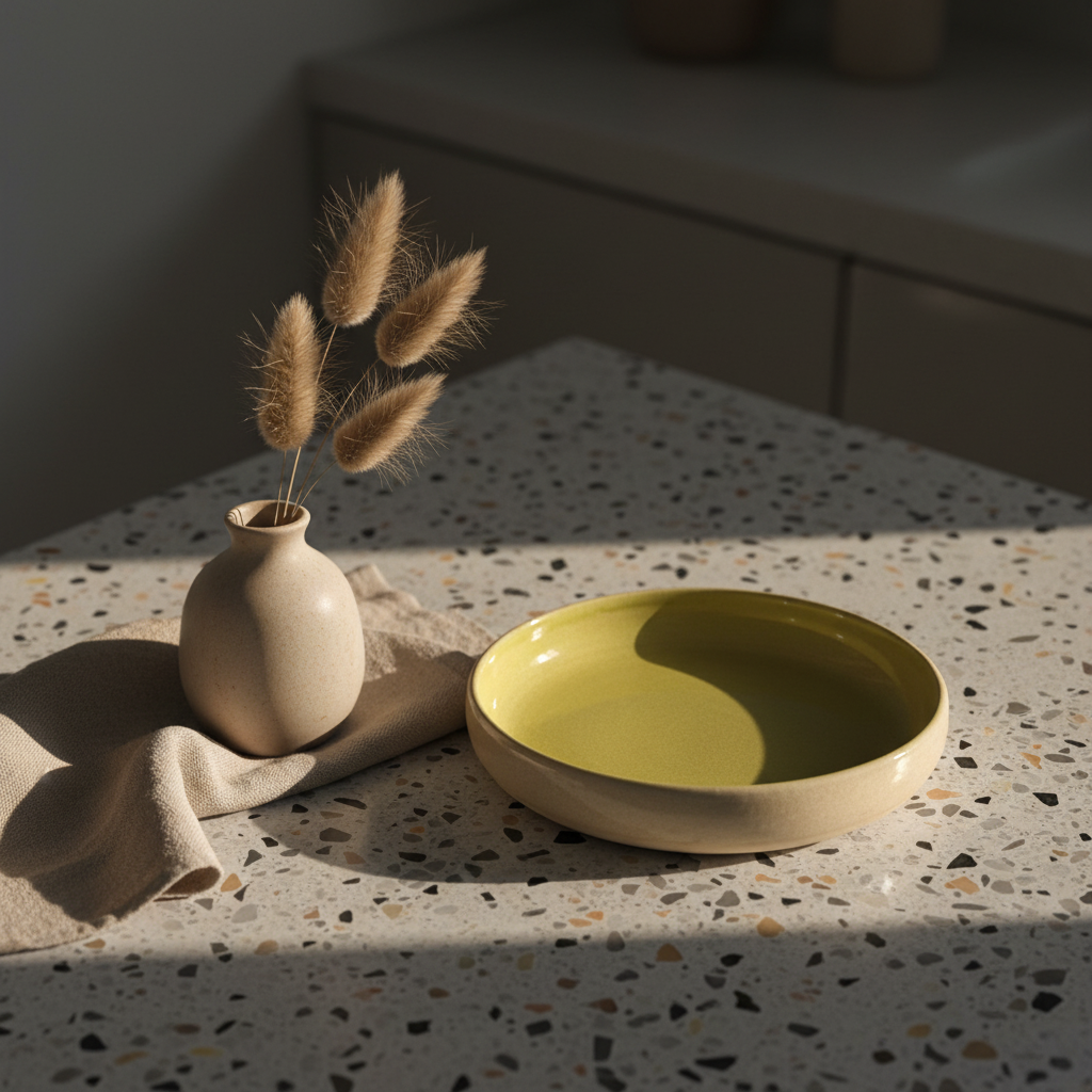 Olive plate terrazzo lifestyle