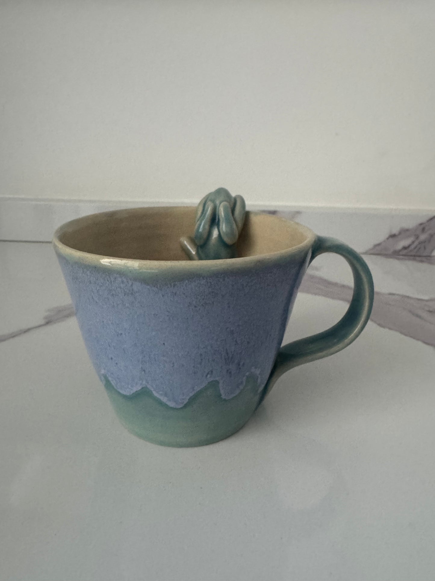 Morning Sugar Tits Blue Bunny Handmade Ceramic Mug