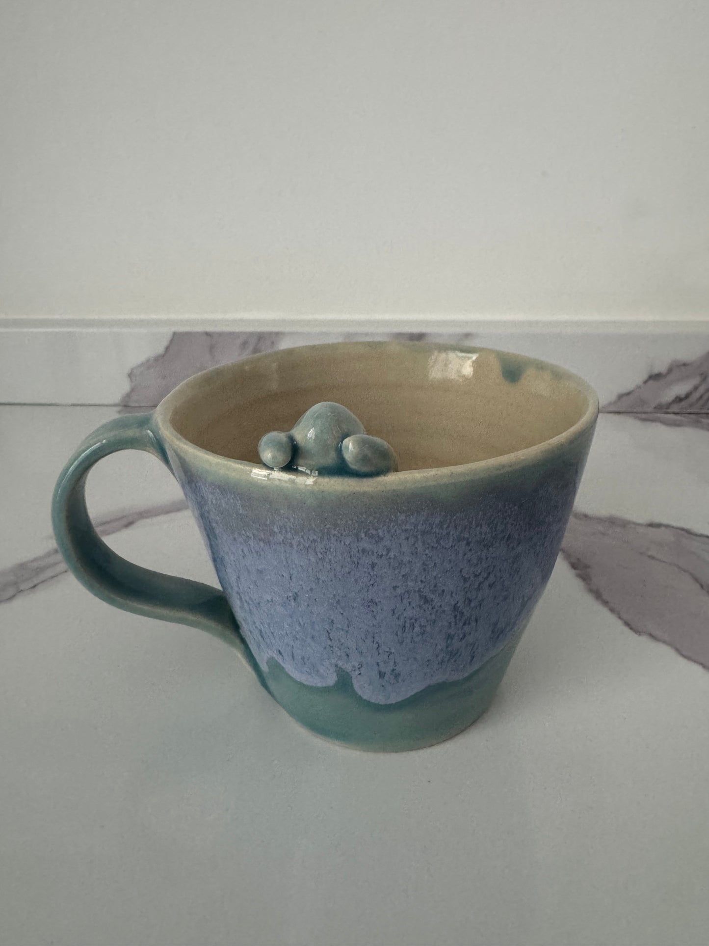 Morning Sugar Tits Blue Bunny Handmade Ceramic Mug